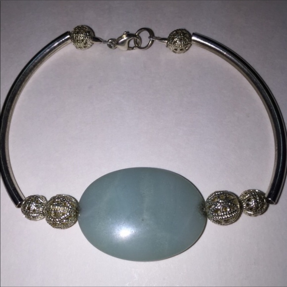 925 SterlingSilver w/Blue Gemstone ClawClasp